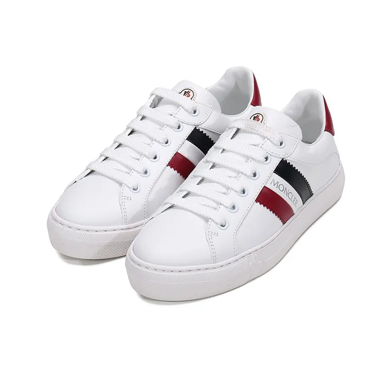 Moncler Low Top Stylish Skateboarding Shoes Women's White Red Tail-2