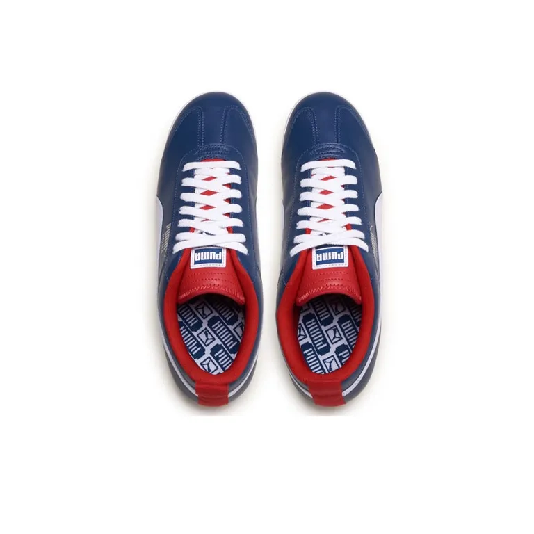 PUMA Roma Play On Cushioning, Wear Resistant Low Top Training Shoes Men's Blue Red White-2