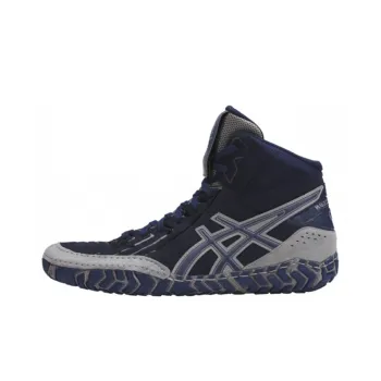 Asics Aggressor 3 Wear-Resistant High-Top Training Shoes Men's Navy Blue