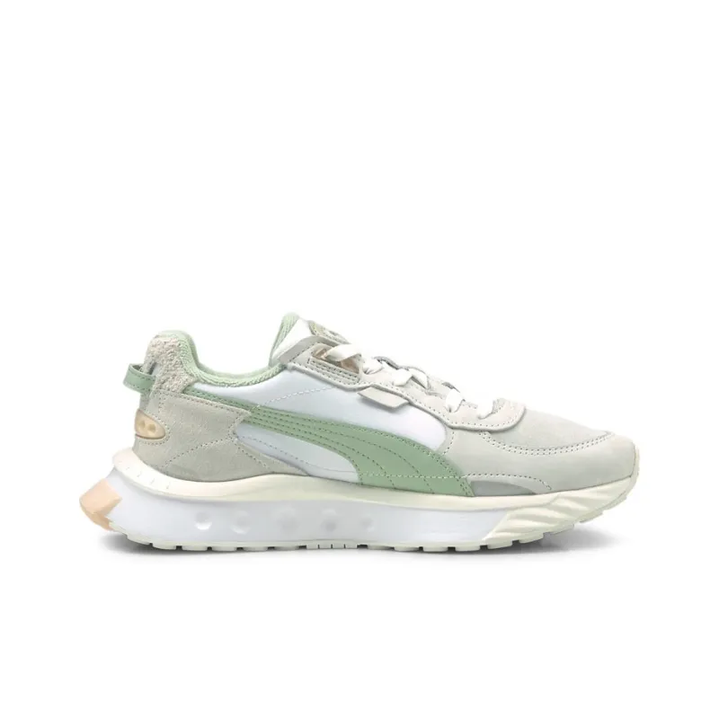 PUMA Wild Rider Prm White Grey Green Women's-1