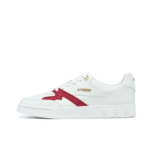 LI-NING 1990 001 Skateboard Shoes Men Low-Top White/Red