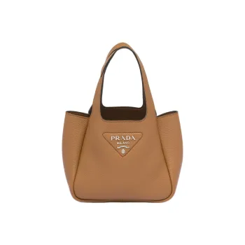 PRADA Leather Basket Bag Tote Bag Shopping Bag Handbag Women's Caramel