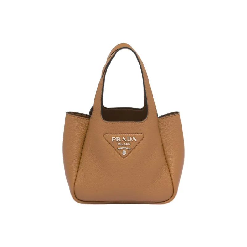 PRADA Leather Basket Bag Tote Bag Shopping Bag Handbag Women's Caramel-0
