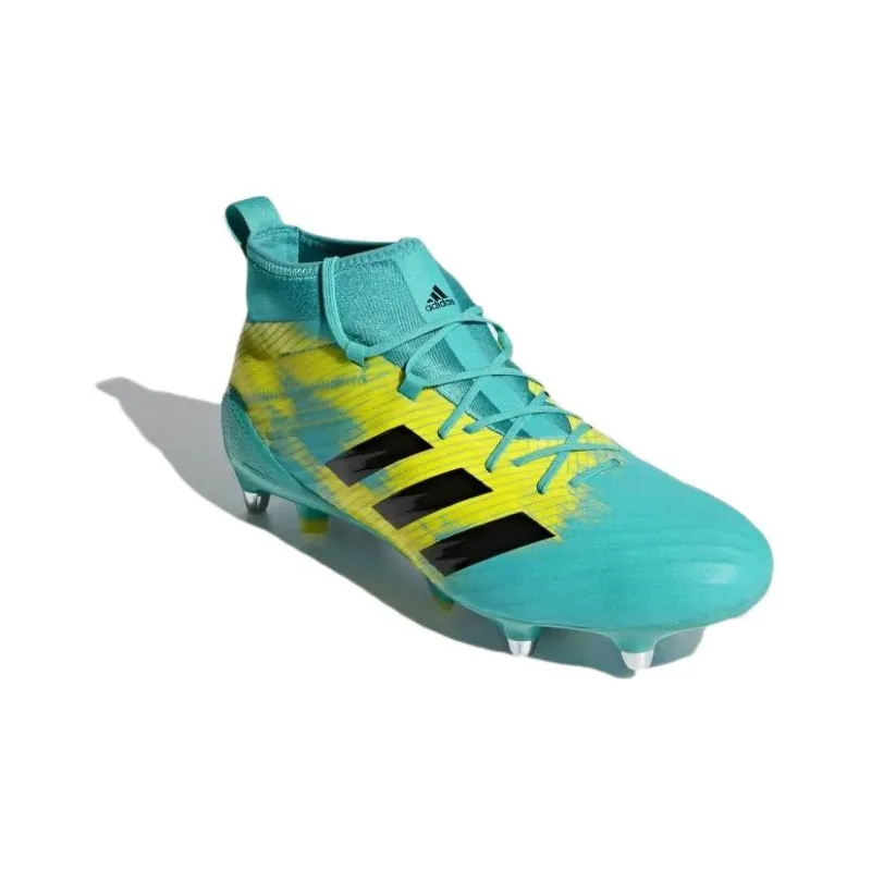 Adidas Predator Flare Soft Ground Boots Wear Resistant Mid Top Training Shoes Men's Blue Yellow-2