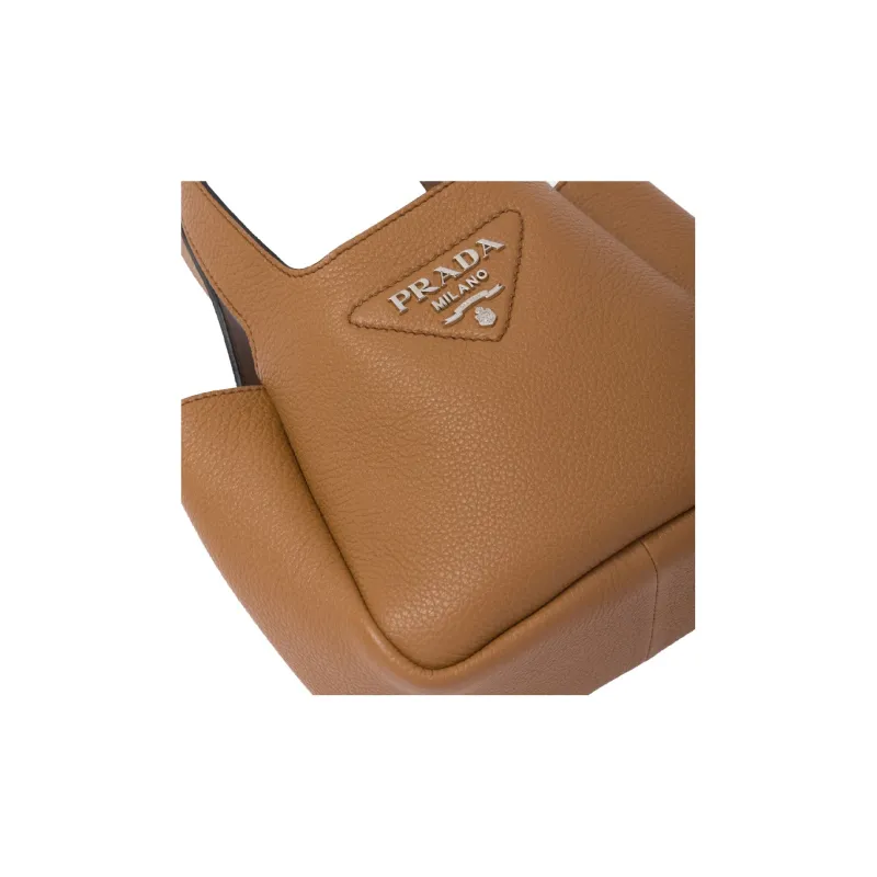PRADA Leather Basket Bag Tote Bag Shopping Bag Handbag Women's Caramel-3