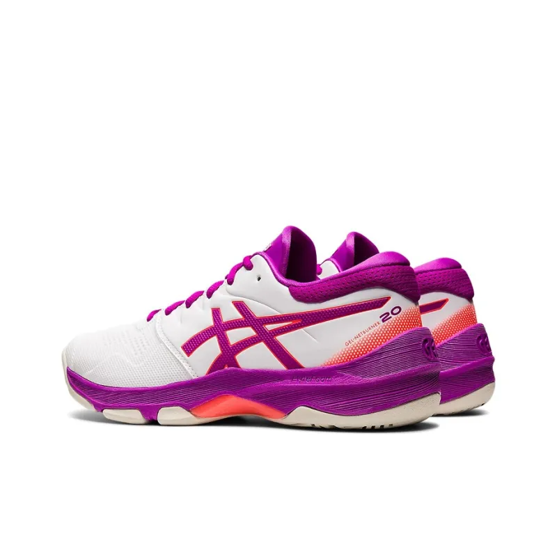 Asics Gel-Netburner 20 Low-Top Volleyball Training Shoes Women's White Purple D-Width-3
