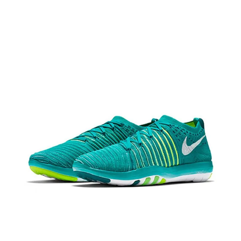 Nike Free Transform Flyknit Cushioning Anti-Slip And Wear-Resistant Support Low-Top Training Shoes Women's Green Yellow-2