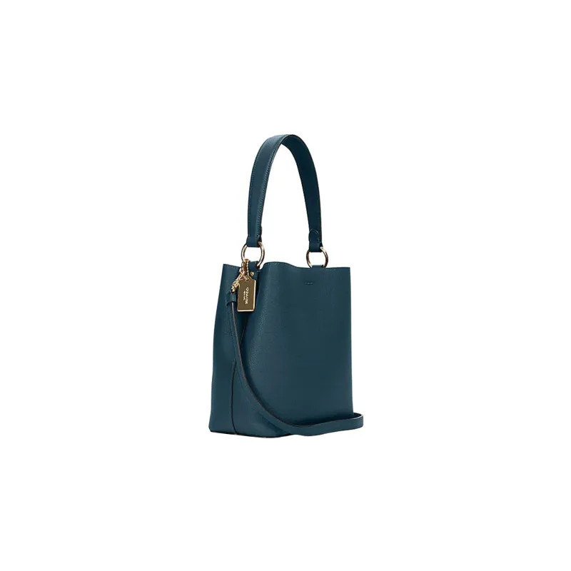 COACH Town Cow Leather Bucket Bag Handbag Shoulder Bag Women's Peacock Green-1