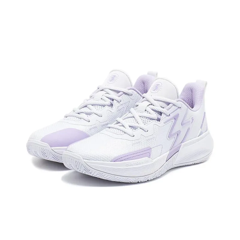 361° Big3 Team Cushioned Wear Resistant Breathable Low Top Basketball Shoes Men's White Purple-2