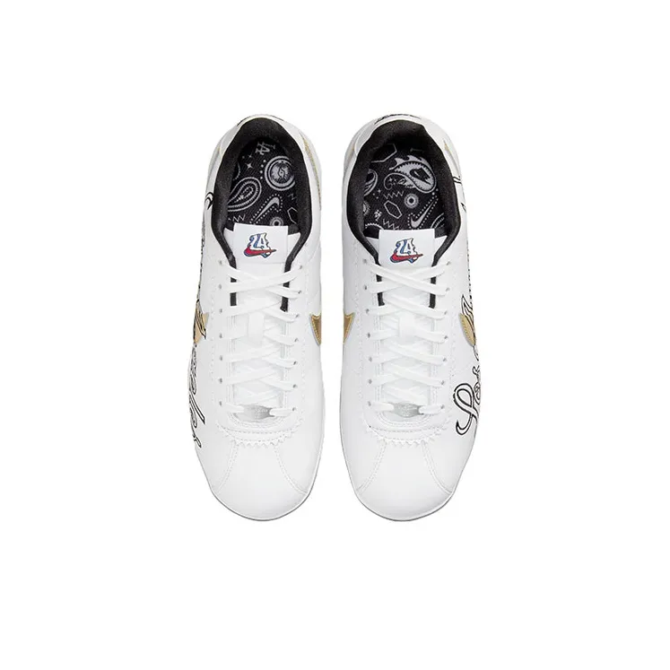 Nike Cortez Lunar Cortez Baseball Cushioning Anti-Slip And Wear-Resistant Low-Top Training Shoes Men's White Gold-3