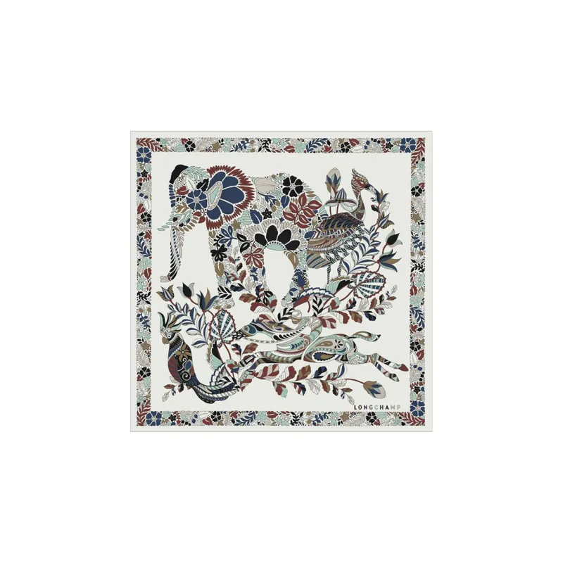 LONGCHAMP Silk Scarves Women's Light Gray-0