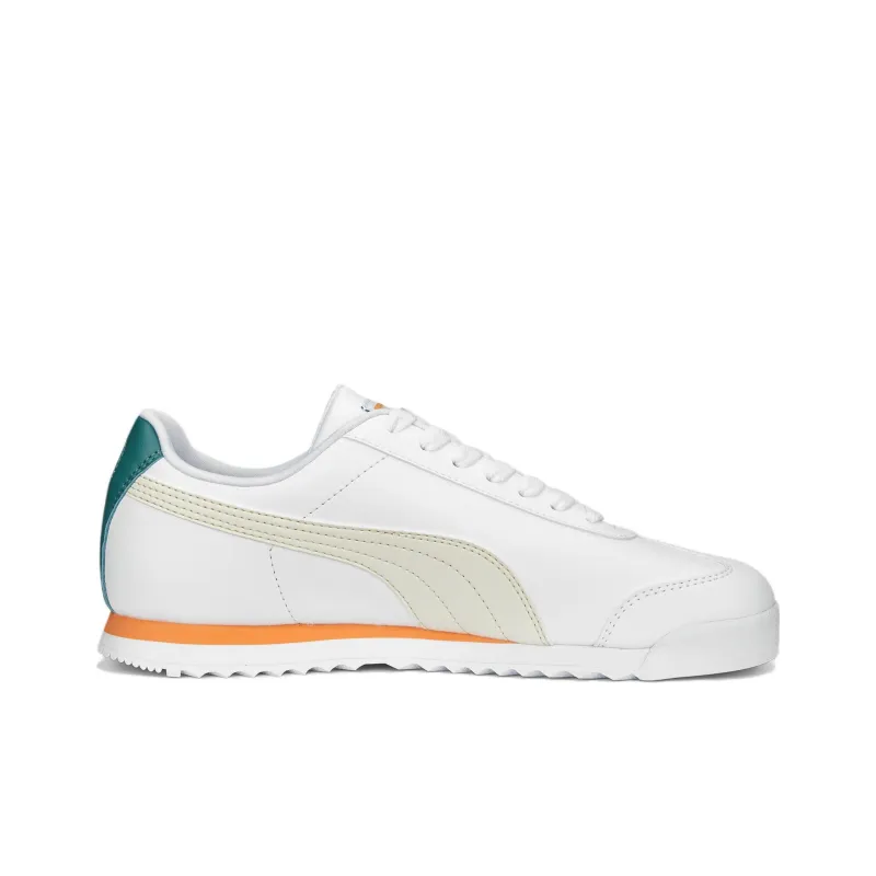 PUMA Roma Basic+ Anti-Slip Wear-Resistant Low-Top Training Shoes Unisex Training Shoes White Orange-1