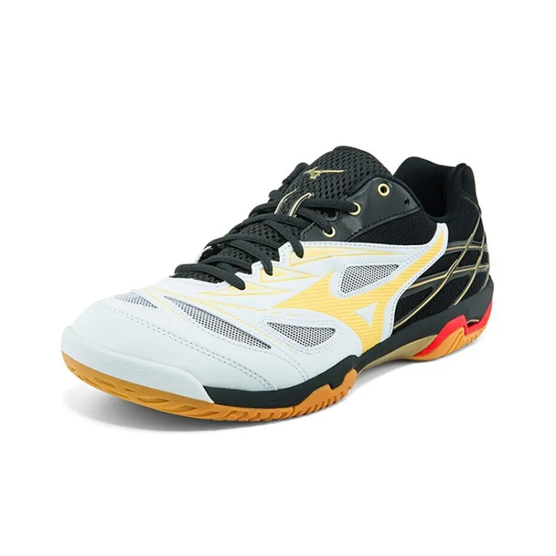 Mizuno Fang Slip Resistant, Abrasion Resistant, Breathable Low Top Training Shoes Unisex Black White Yellow-1