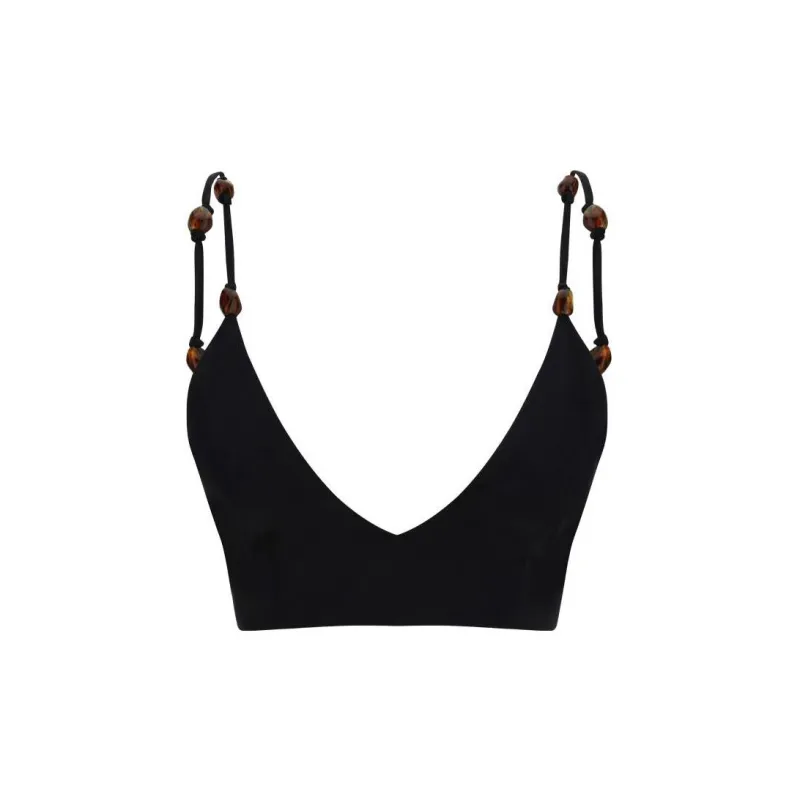 GANNI Satin V Neck Bralette Top-0