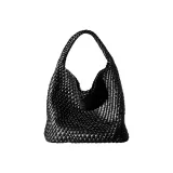 AJ AOIRJ PU Woven Bag Tote Shopping Bag Shoulder Bag Handbag Large Size Women's Mint Green/Ecru/Light Blue