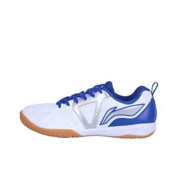 LiNing Cushioning Anti Slip Wear Resistant Breathability Low Top Training Shoes Unisex White Blue