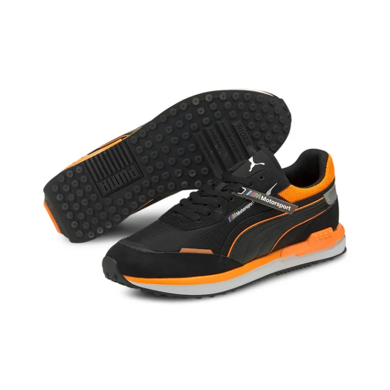 PUMA BMW M Motorsport City Rider Cushioning Anti Slip And Wear Resistant Low Top Training Shoes Men's Black Orange-4