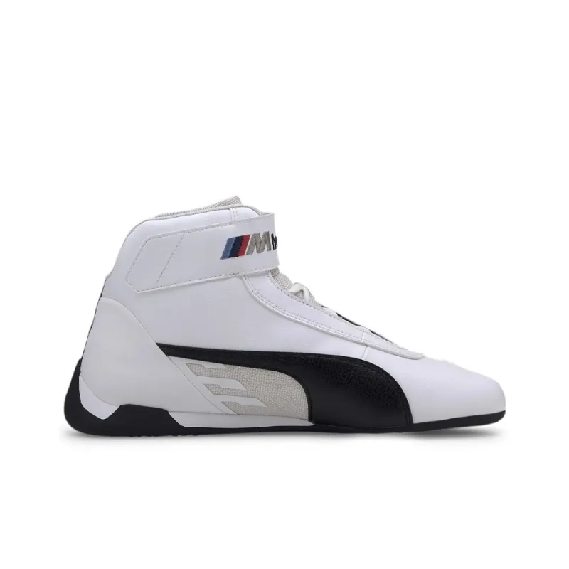PUMA BMW M Series Cushioned Wear-Resistant Coverage High-Top Training Shoes Men's White Black-1