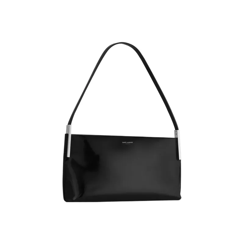 SAINT LAURENT Suzanne Shiny Cow Leather Shoulder Bag Handbag Shoulder Bag Women's Black-1
