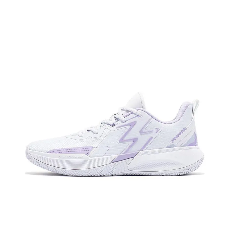 361° Big3 Team Cushioned Wear Resistant Breathable Low Top Basketball Shoes Men's White Purple-0
