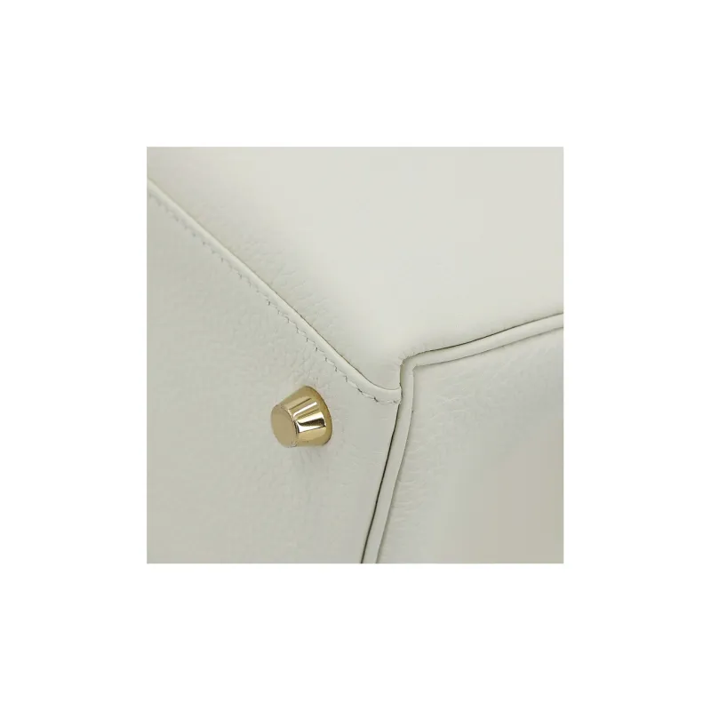 HERMES Kelly Togo Calfskin Kelly Bag Handbag 25 Women's 0T Mushroom White-10