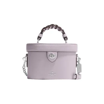 COACH Kay Leather Box Bag Handbag Shoulder Bag Crossbody Bag Small Size Women's Light Purple