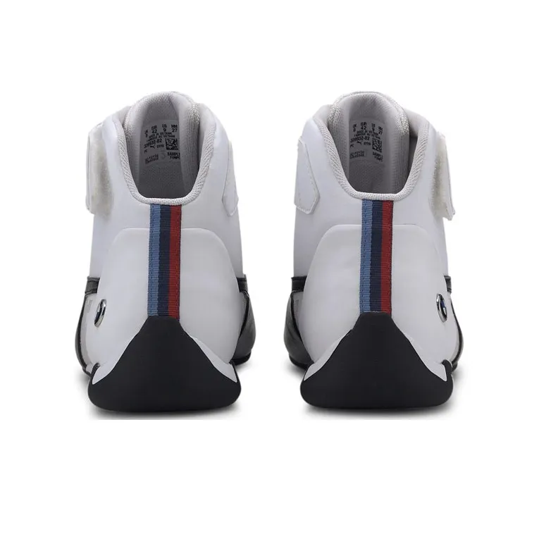 PUMA BMW M Series Cushioned Wear-Resistant Coverage High-Top Training Shoes Men's White Black-3
