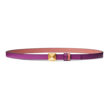 Valentino ONE STUD Double-Sided Shiny Smooth Buckle Leather Belts Women's Purple Width 1.2cm