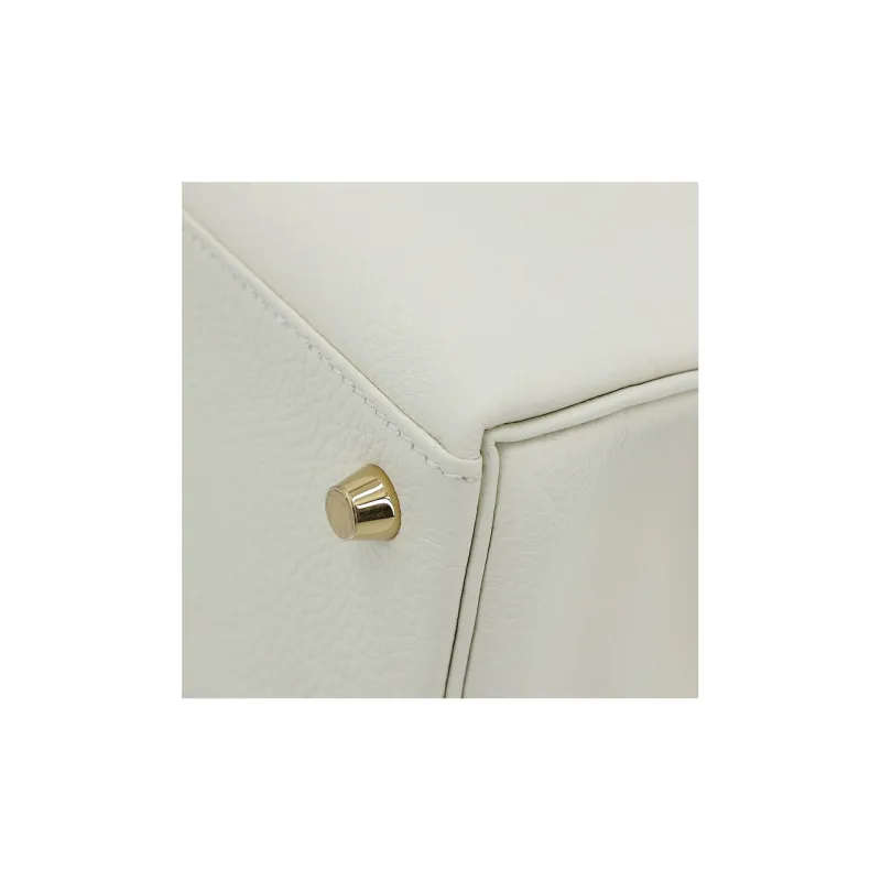 HERMES Kelly Togo Calfskin Kelly Bag Handbag 25 Women's 0T Mushroom White-8