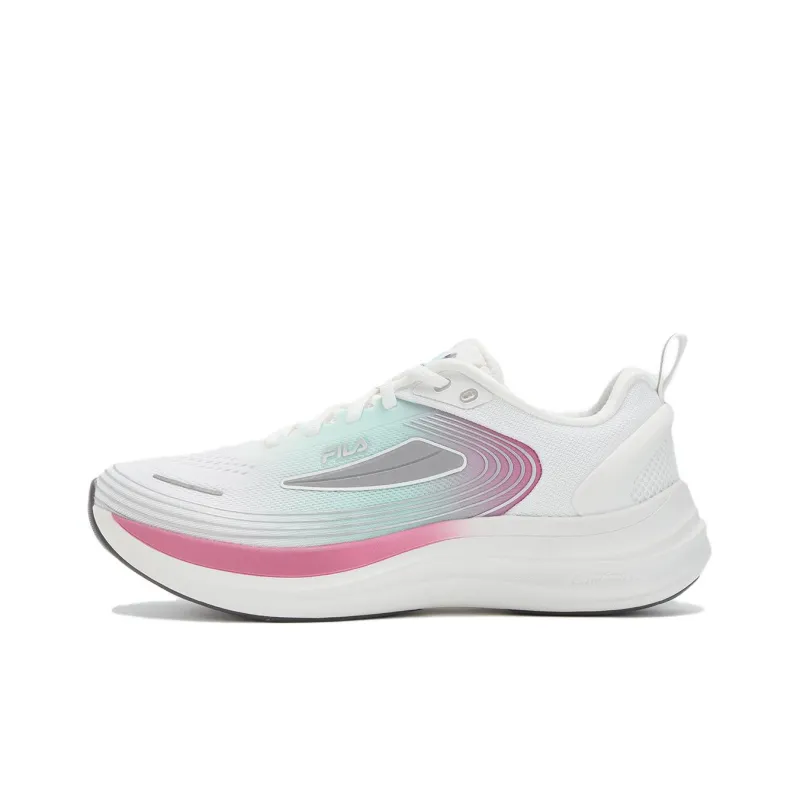 FILA NUVOLE EVO Anti-Slip And Wear-Resistant Lightweight Low-Top Casual Running Shoes Women's White Cyan Pink-0
