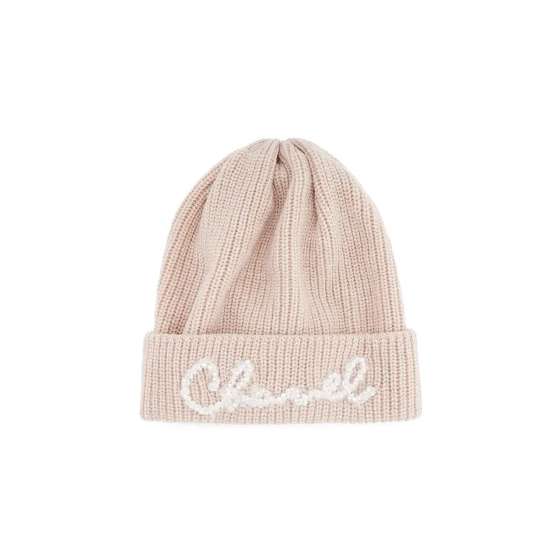 CHANEL Wool Beanies Women's Milk Tea Beige-0