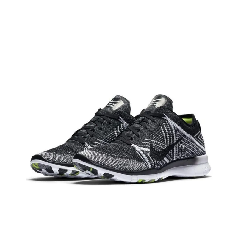 Nike Free TR Flyknit Durable Breathable Lightweight Low-Top Training Shoes Women's Black White-2
