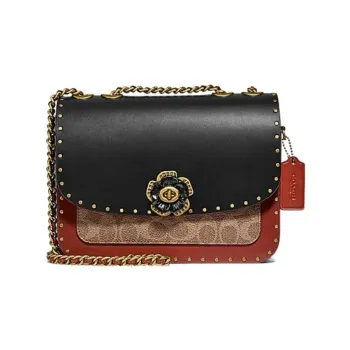 COACH Madison Cow Leather With Snake Skin Envelope Bag, Crossbody Bag, Shoulder Bag Medium Size Women's Black & Brown