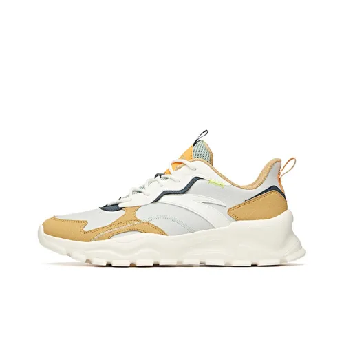 ANTA Training Shoes Men Low-Top White Gray/Light Brown/Dry Grass Gray Green