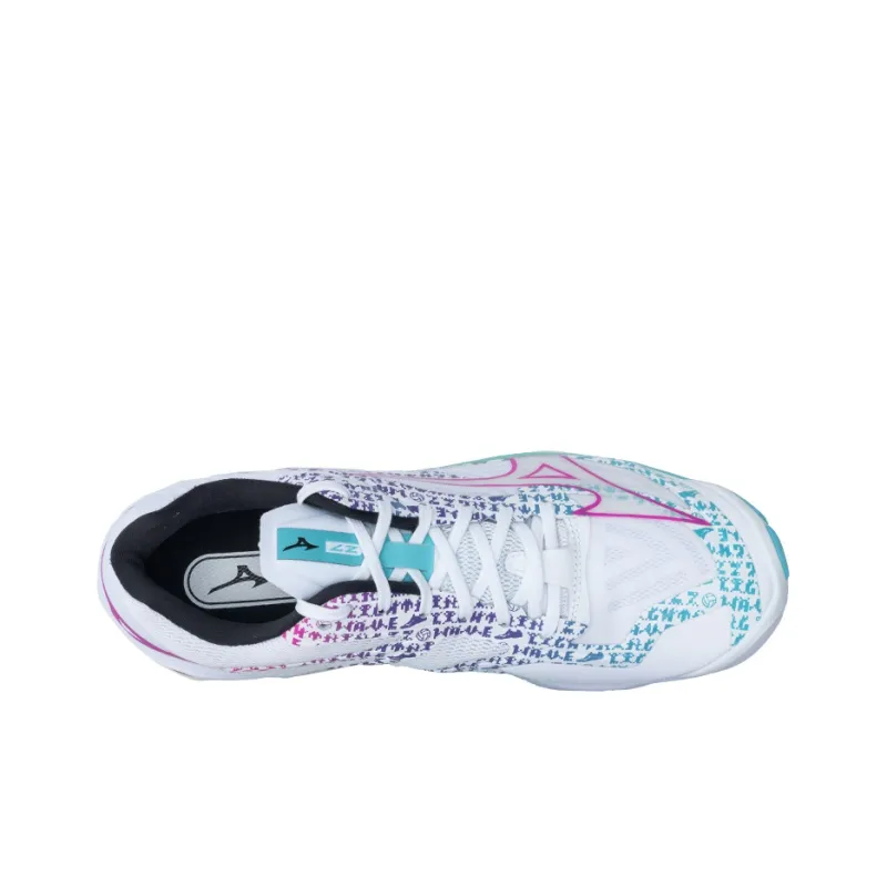 Mizuno Wave Lightning Z7 Anti Slip Wear Resistant Low Top Volleyball Shoes Unisex White Purple-4
