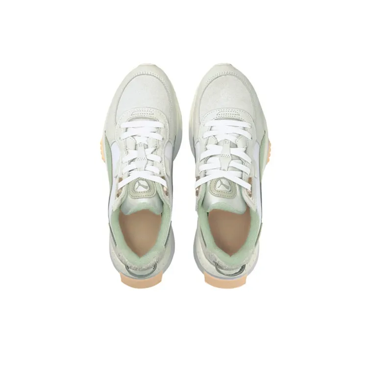 PUMA Wild Rider Prm White Grey Green Women's-2