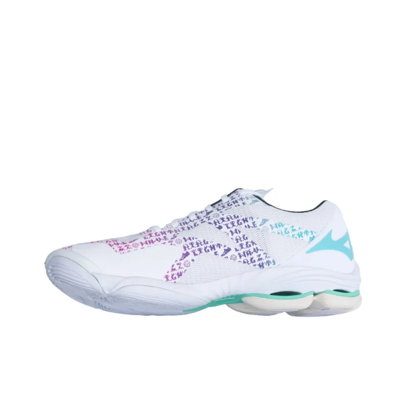 Mizuno Wave Lightning Z7 Anti Slip Wear Resistant Low Top Volleyball Shoes Unisex White Purple-1
