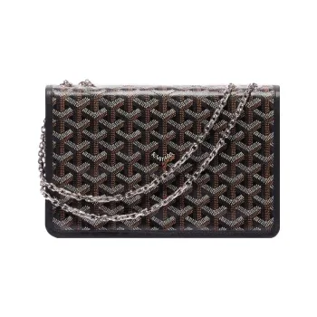 GOYARD Alexandre III Canvas With Leather Shoulder Bag Crossbody Bag Women's Black