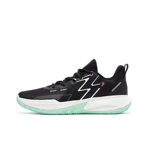 361° Big3 2.0 Basketball Shoes Men Low-Top Black/White/Cyan