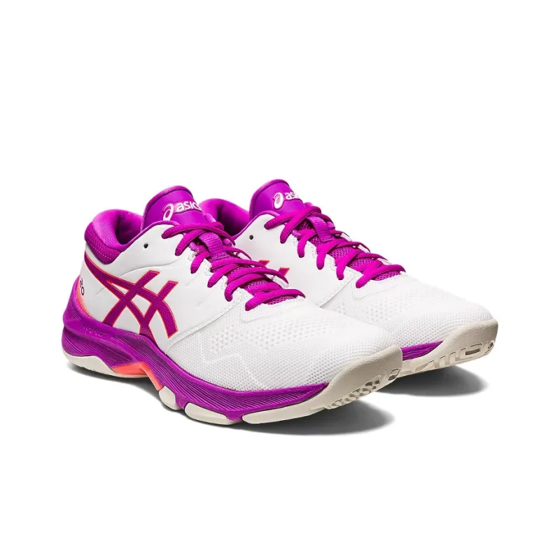 Asics Gel-Netburner 20 Low-Top Volleyball Training Shoes Women's White Purple D-Width-2