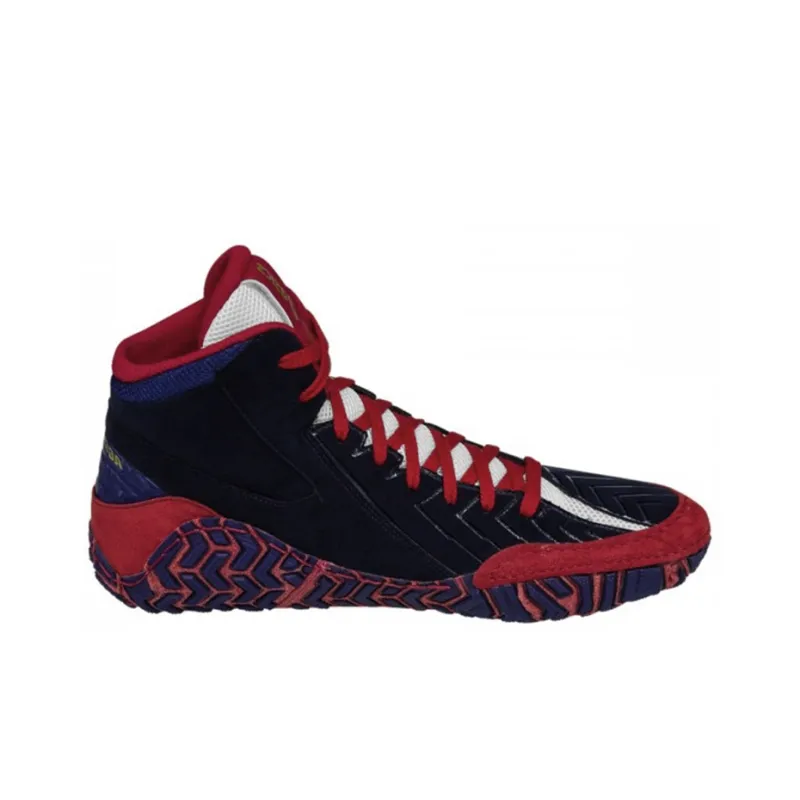 Asics Aggressor 3 Wear-Resistant High-Top Training Shoes Men's Blue Red-1
