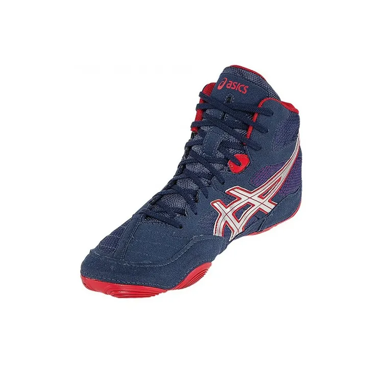 Asics Snapdown Wrestling Wear Resistant High Top Training Shoes Men's Blue Red-2