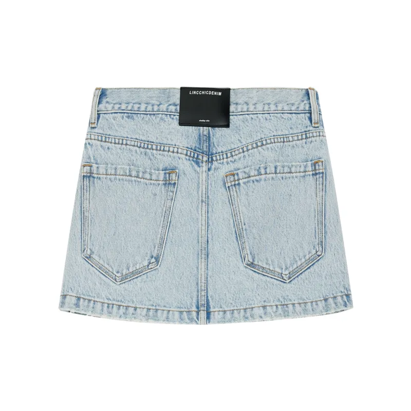 LINCchic Denim Shorts Women's Light Blue-1