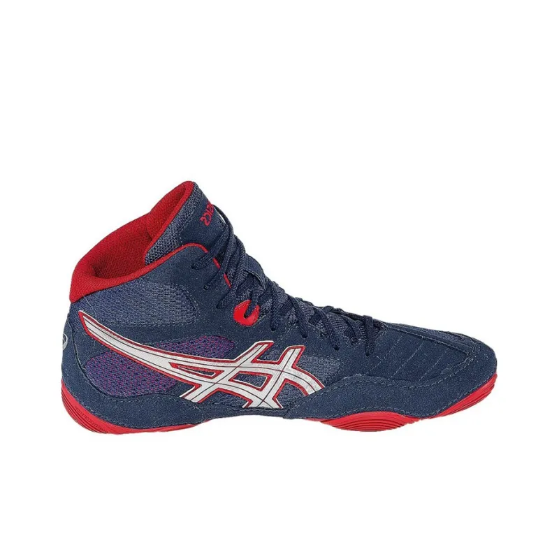 Asics Snapdown Wrestling Wear Resistant High Top Training Shoes Men's Blue Red-1