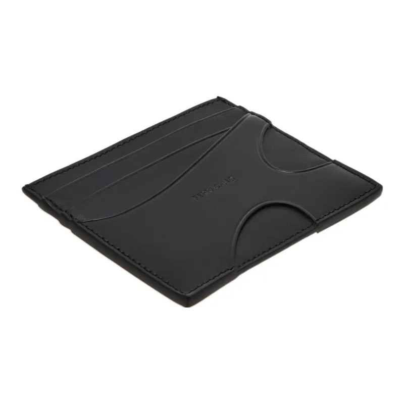 FERRAGAMO Cow Leather Card Holder Wallet Men's Black-2