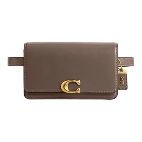 COACH Bandit Cow Leather Sling Bag Fanny Pack Crossbody Bags Small Size Women's Dark Lime Gray