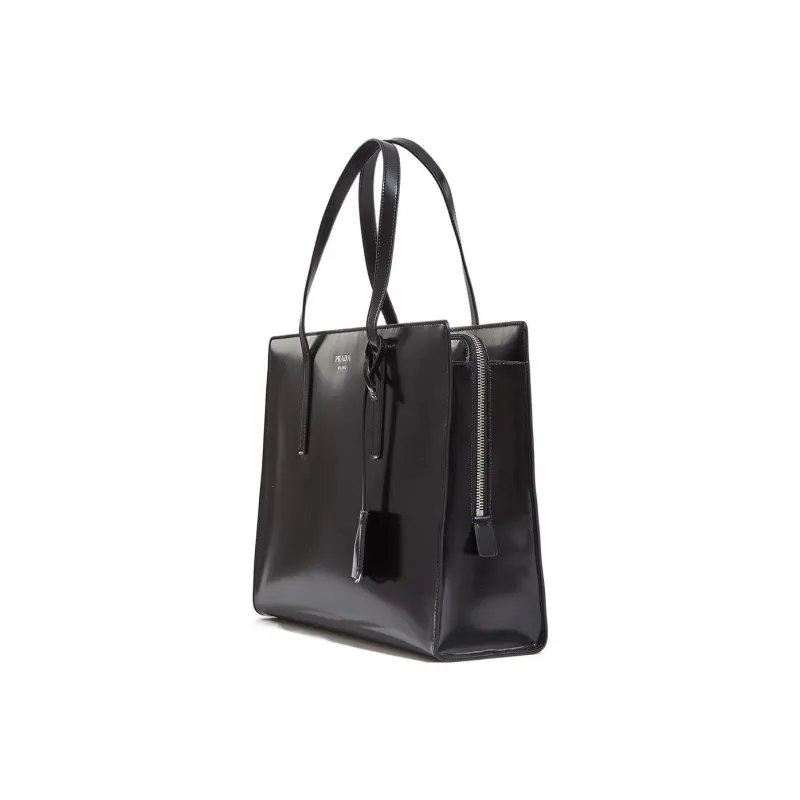 PRADA Leather Briefcase Tote Bag Shopping Bag Handbag Shoulder Bag Regular Women's Black-1