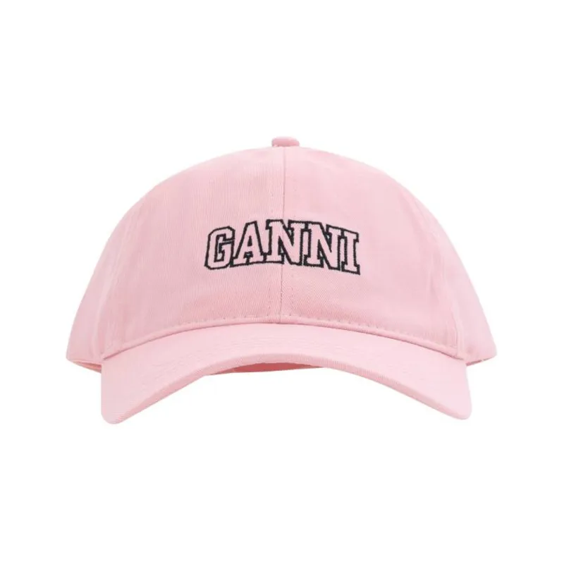 GANNI Embroidered logo Cotton Baseball Cap-1