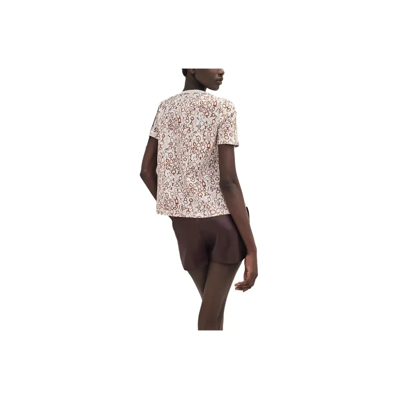 HERMES Pattern All Over Print Crew Neck Short Sleeved T Shirt T Shirt Women's Pearl White-1