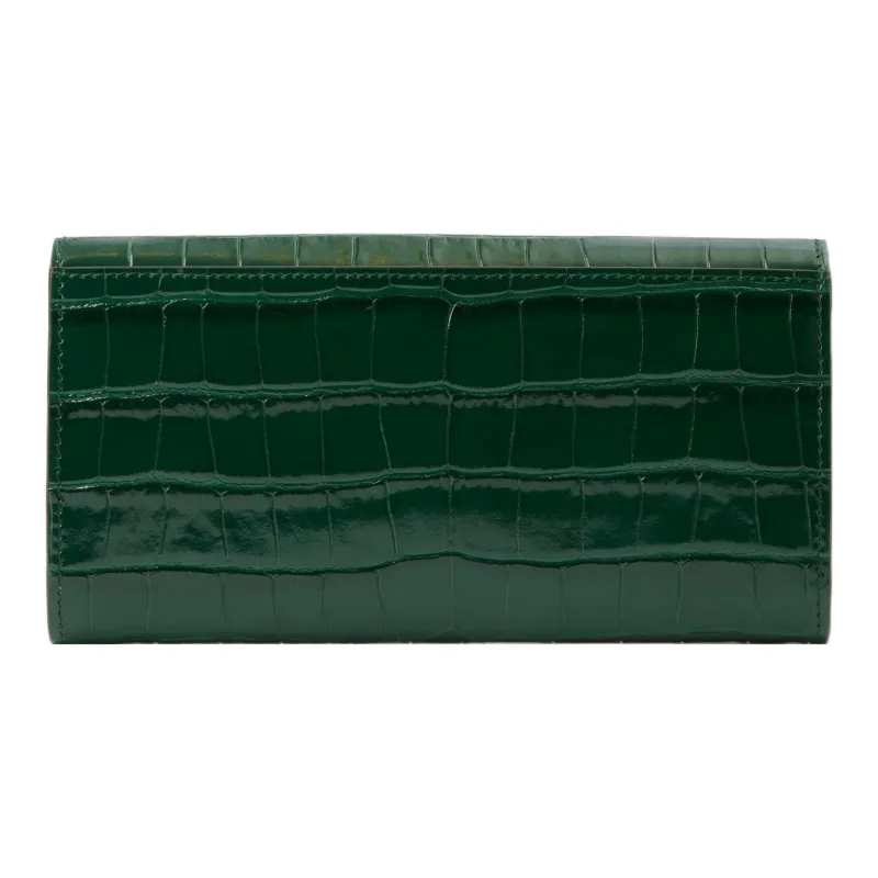 Burberry Calfskin Long TB European Wallet Women's Dark Green-3